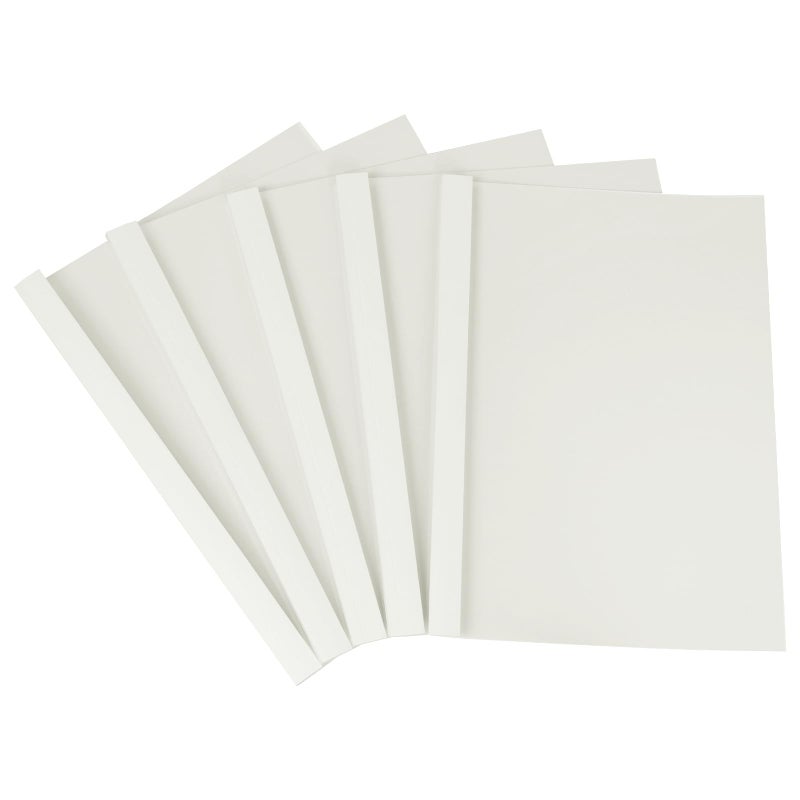RAYSON TBC3-25-W Thermal Binding Covers, 1/8", PVC Transparent Front Cover and Glossy White Back Cover, Holds 28 Sheets, 25 Pack - Image 1